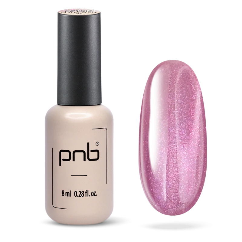 Магнітний гель-лак PNB Magnetic Gel Polish Glamour Cat 06 Bon Pretty рожевий, з шиммером 8 мл