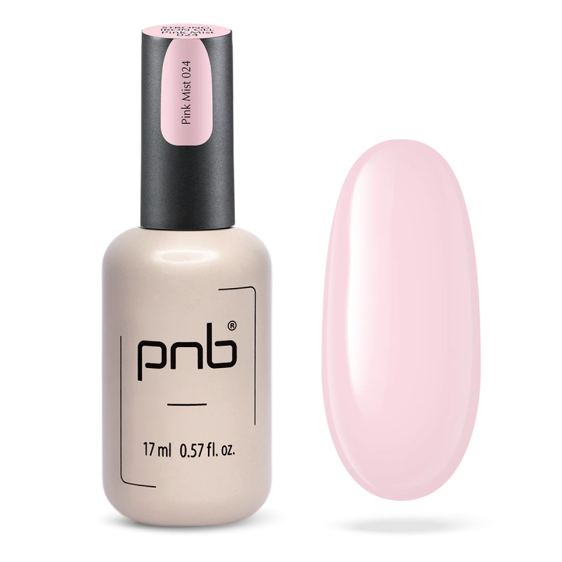 Гель конструюючий екстра-стійкий PNB Strong Iron Gel 024 Pink Mist молочно-рожевий, напівпрозорий 17 мл