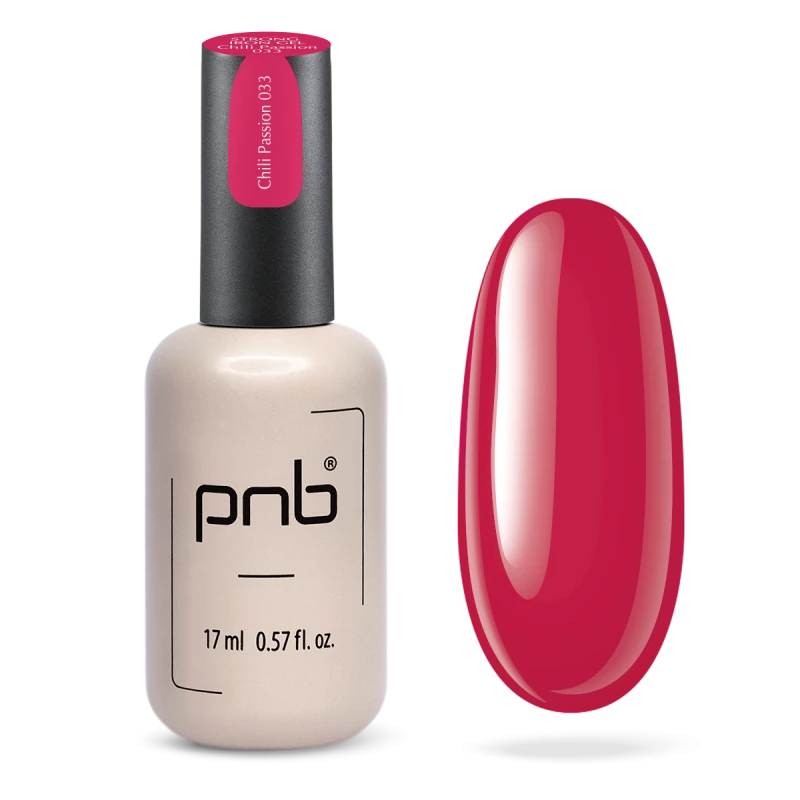 Гель конструюючий екстра-стійкий PNB Strong Iron Gel 033 Chili Passion помаранчево-червоний, напівпрозорий 17 мл