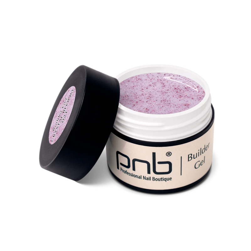 Гель для моделювання PNB Builder Gel 021 Crystal Bloom напівпрозорий молочно-рожевий, з рожевими блискітками 5 мл