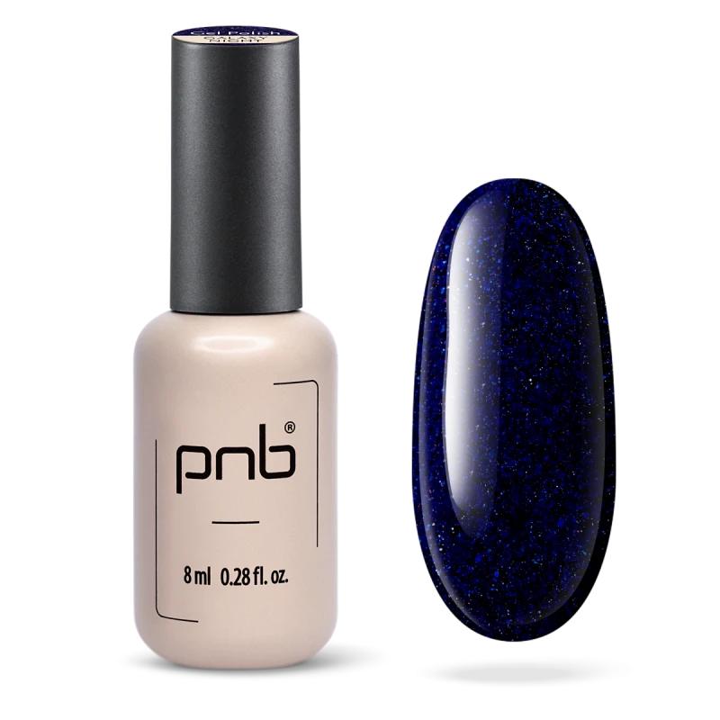Гель-лак PNB Galaxy Night глибокий синій, з блискітками 8 мл