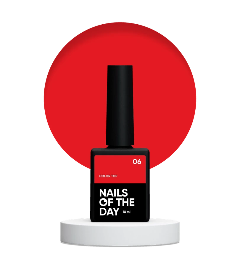 Камуфлюючий топ без липкого шару Nails Of The Day Color Top №06 класичний насичений червоний 10 мл