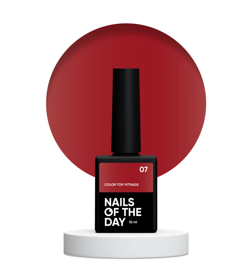 Камуфлюючий топ без липкого шару Nails Of The Day Color Top №07 глибокий напівпрозорий бордовий вітраж 10 мл
