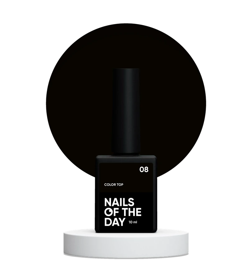 Камуфлюючий топ без липкого шару Nails Of The Day Color Top №08 насичений чорний 10 мл