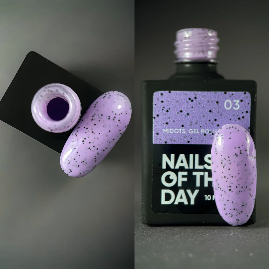 Гель-лак Nails Of The Day Gel Polish MiDots №03 ліловий, з чорними крапочками 10 мл