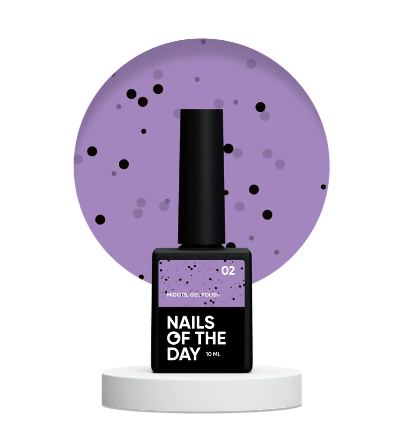 Гель-лак Nails Of The Day Gel Polish MiDots №02 бузковий, з чорними крапочками 10 мл