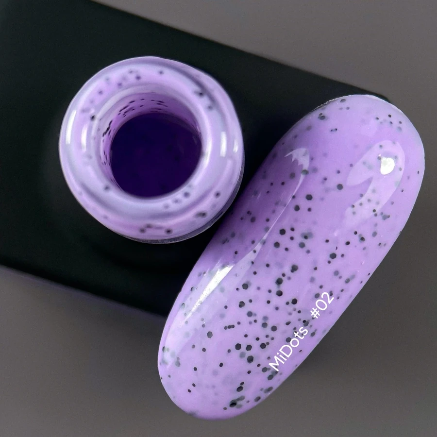 Гель-лак Nails Of The Day Gel Polish MiDots №02 бузковий, з чорними крапочками 10 мл