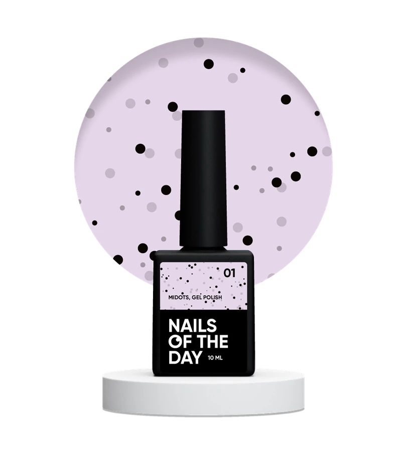 Гель-лак Nails Of The Day Gel Polish MiDots №01 молочно&ndash;рожевий, з чорними крапочками 10 мл