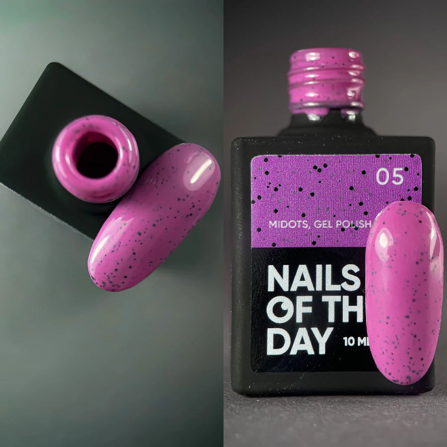 Гель-лак Nails Of The Day Gel Polish MiDots №05 малиновий, з чорними крапочками 10 мл