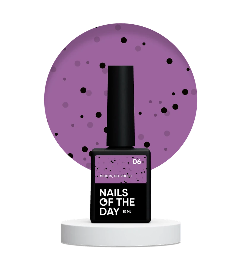 Гель-лак Nails Of The Day Gel Polish MiDots №06 фіолетовий, з чорними крапочками 10 мл