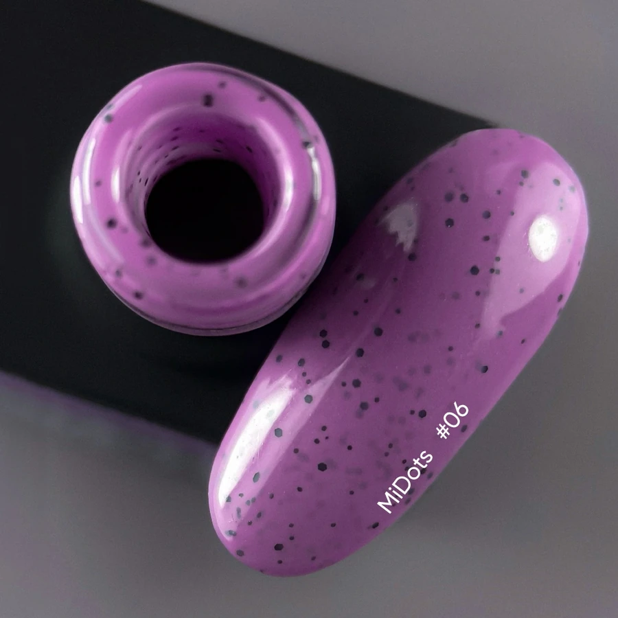 Гель-лак Nails Of The Day Gel Polish MiDots №06 фіолетовий, з чорними крапочками 10 мл