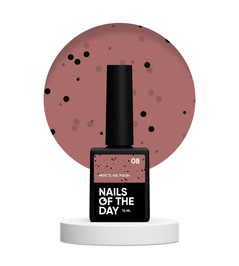 Гель-лак Nails Of The Day Gel Polish MiDots №08 цегляний, з чорними крапочками 10 мл