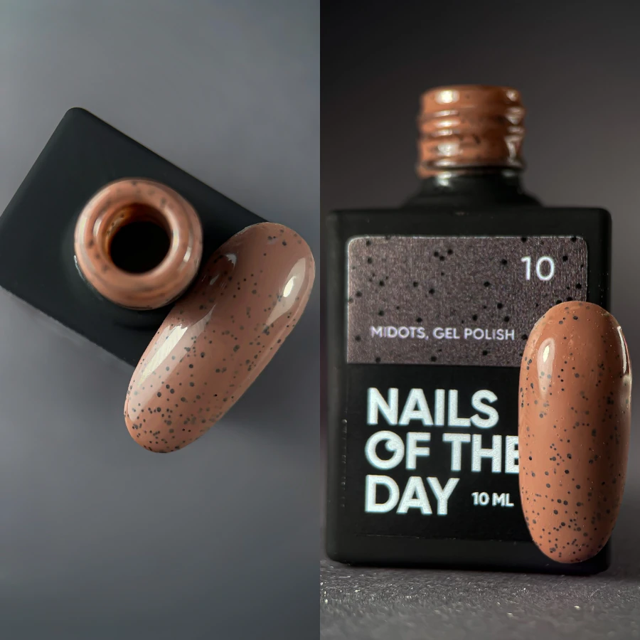 Гель-лак Nails Of The Day Gel Polish MiDots №10 світло&ndash;коричневий, з чорними крапочками 10 мл