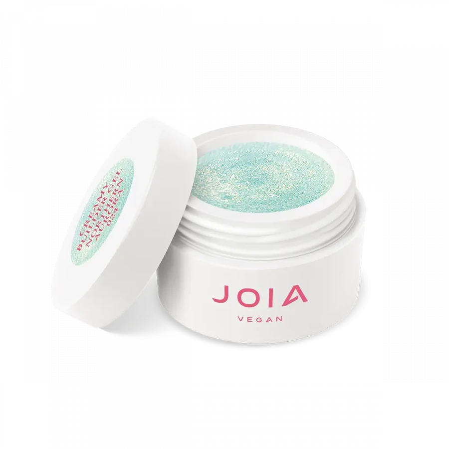 Моделюючий гель JOIA vegan Creamy Builder Gel 024 Northern Aurora кришталево-смарагдовий, з переливами 15 мл