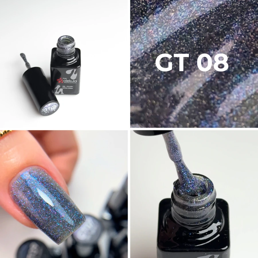 Гель-лак Molekula Glint Touch GT08 зі світловідбиваючими частинками 6 мл