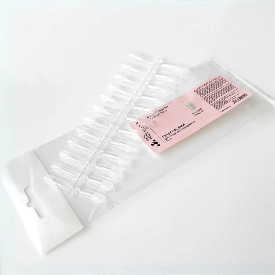 Гелеві форми-типси для швидкого нарощування Molekula Nail Extension Fast Soft Gel Forms Square квадрат 24 шт