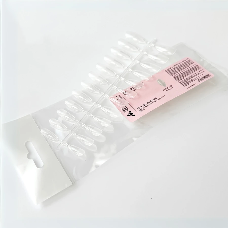 Гелеві форми-типси для швидкого нарощування Molekula Nail Extension Fast Soft Gel Forms Almond мигдаль 24 шт