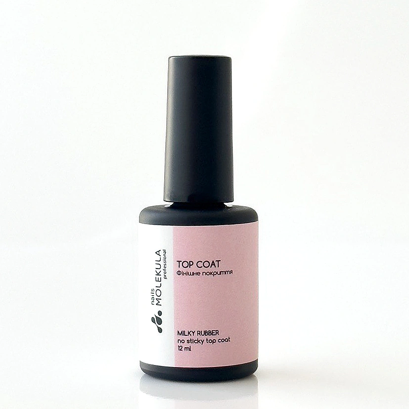 Фінішне покриття без липкого шару Molekula Milky Rubber No sticky Top Coat молочний 12 мл