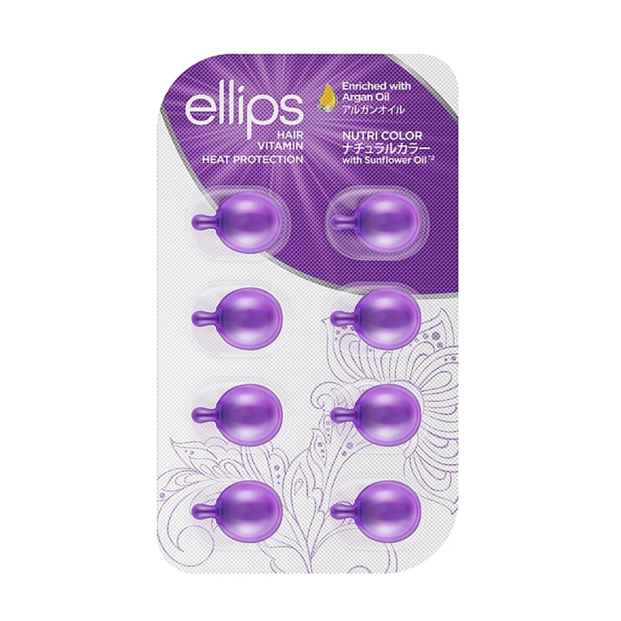 Капсули для волосся "Сяйво кольору" Ellips Hair Vitamin Heat Protection Nutri Color with Triple Care 8x1 мл з олією соняшника