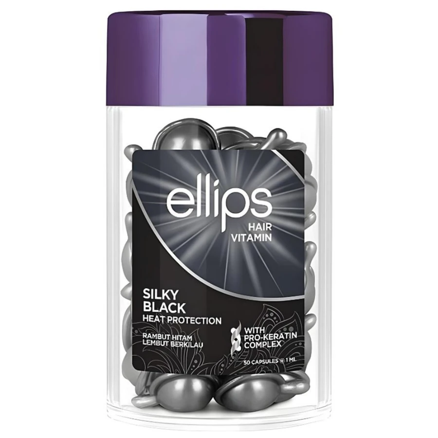 Капсули для волосся "Шовкова ніч" Ellips Hair Vitamin Silky Black With Pro-Keratin Complex 50x1 мл з Про-Кератиновим Комплексом