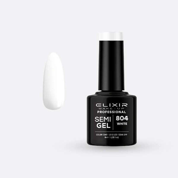 Гель-лак для нігтів Elixir Semi Gel 804 White білий, емаль 8 мл