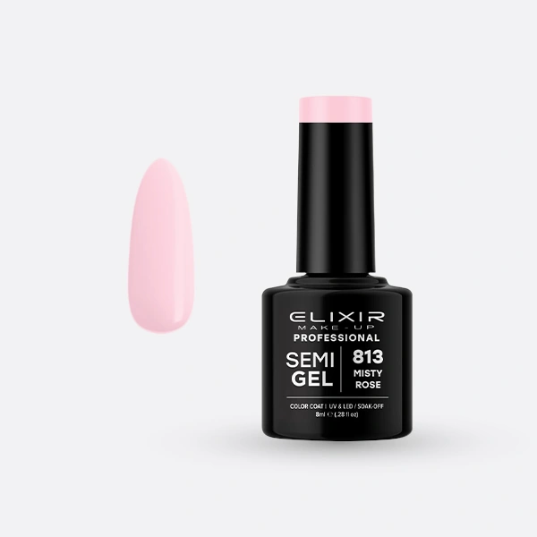 Гель-лак для нігтів Elixir Semi Gel 813 Misty Rose рожевий, емаль 8 мл