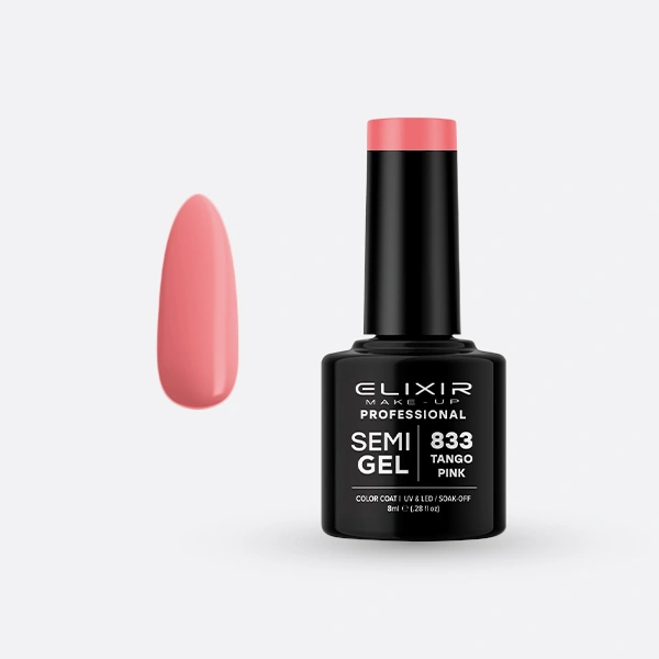 Гель-лак для нігтів Elixir Semi Gel 833 Tango Pink рожевий, емаль 8 мл