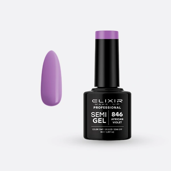Гель-лак для нігтів Elixir Semi Gel 846 African Violet фіалковий, емаль 8 мл