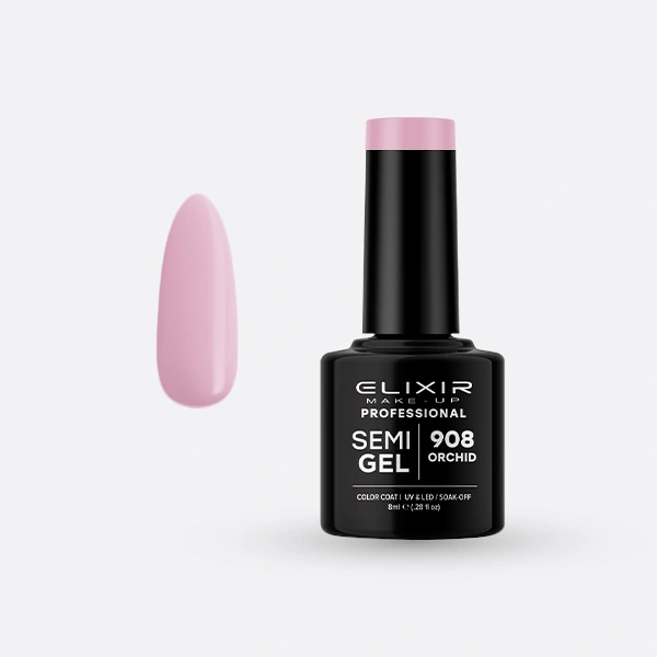 Гель-лак для нігтів Elixir Semi Gel 908 Orchid рожева орхідея, емаль 8 мл