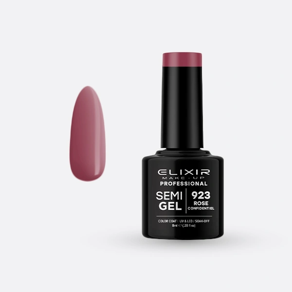 Гель-лак для нігтів Elixir Semi Gel 923 Rose Confidentiel блідий рожевий, емаль 8 мл