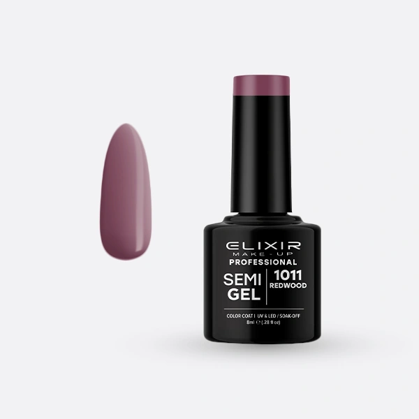 Гель-лак для нігтів Elixir Semi Gel 1011 Redwood лілово-рожевий, емаль 8 мл