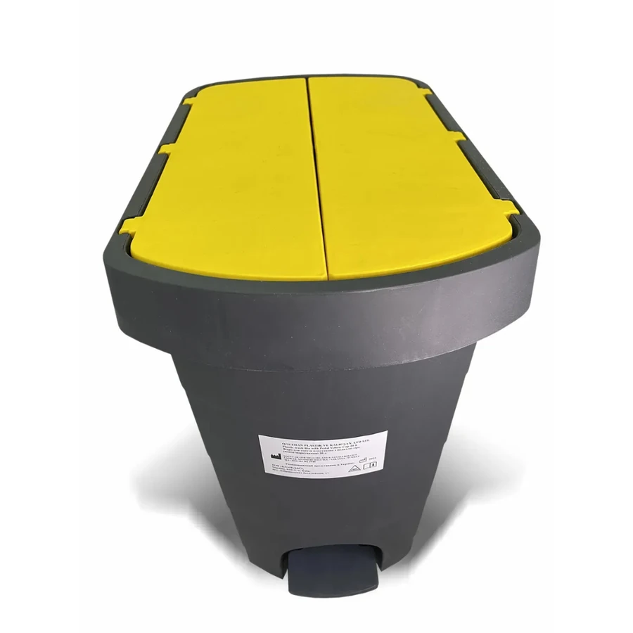 Відро для сміття пластикове з педаллю сіре PLANET Pelican Slim Pedal Dustbin Eco жовте маркування 20 л