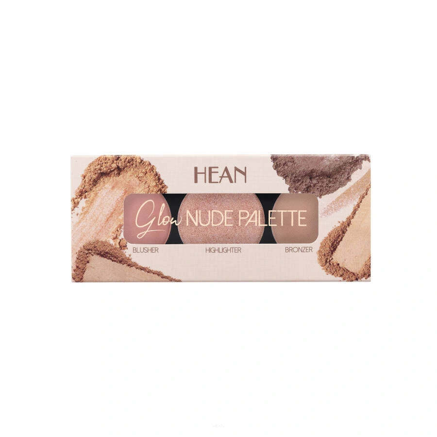 Палетка для контурингу обличчя HEAN Glow Nude Palette Sunglow румяна + хайлайтер + бронзатор 9 г