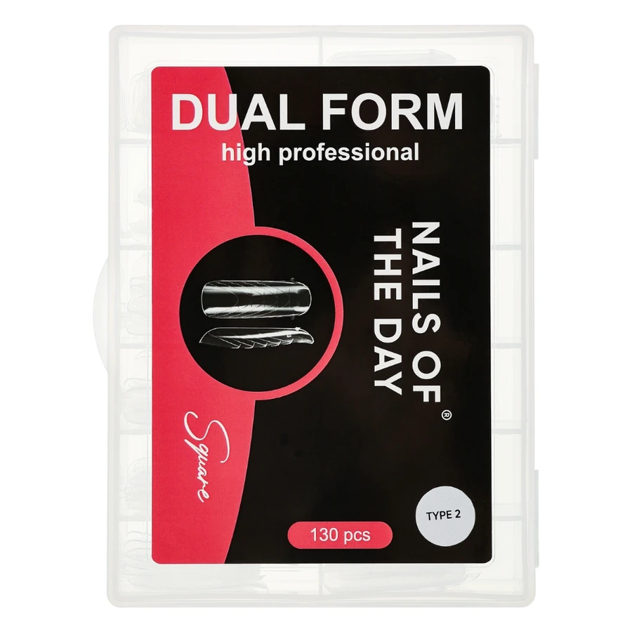 Верхні форми для часткової корекції/нарощування Nails Of The Day Dual Form Square Type 2 130 штук широкий квадрат/мигдаль