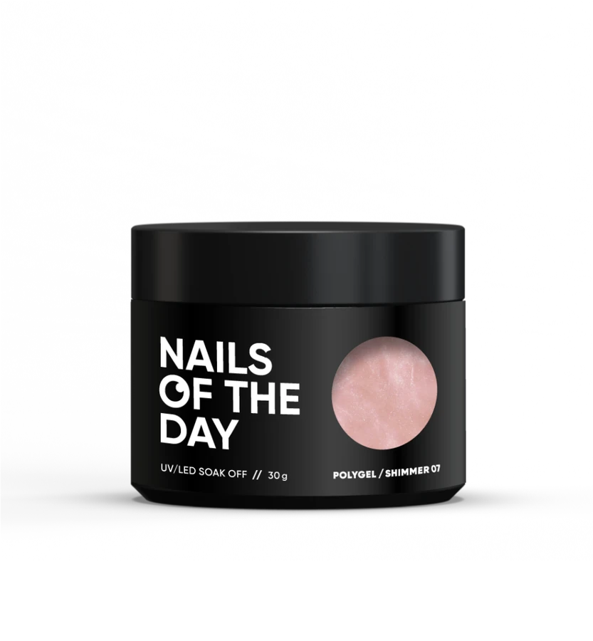 Полігель Nails Of The Day Polygel Shimmer 07 шампань, з дрібним насиченим шиммером 30 мл