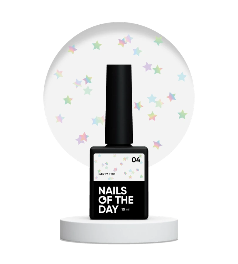Топ з голографічними зірочками Nails Of The Day Party Top №04 без липкого шару 10 мл