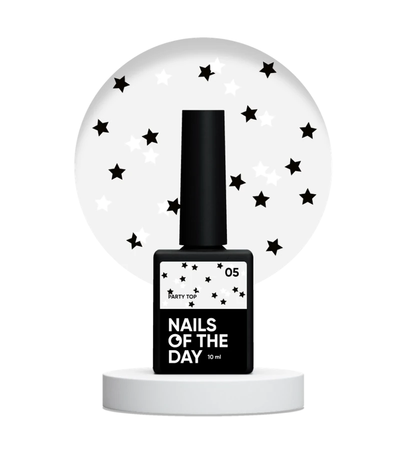 Топ з чорними та білими зірочками Nails Of The Day Party Top №05 без липкого шару 10 мл