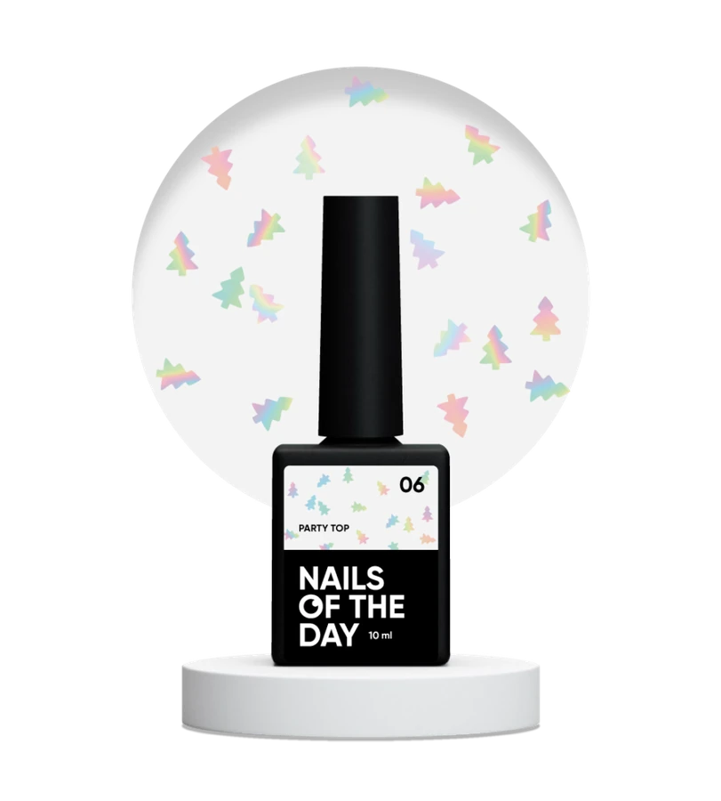 Топ з голографічними ялинками Nails Of The Day Party Top №06 без липкого шару 10 мл