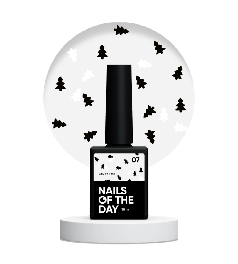 Топ з чорними та білими ялинками Nails Of The Day Party Top №07 без липкого шару 10 мл