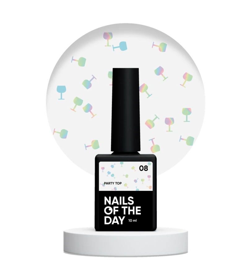 Топ з голографічними бокалами Nails Of The Day Party Top №08 без липкого шару 10 мл