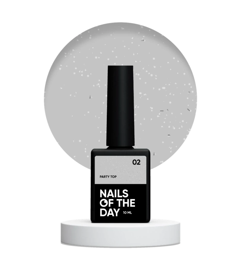 Топ з мерехтливими срібними блискітками Nails Of The Day Party Top №02 без липкого шару та UV-фільтрів 10 мл