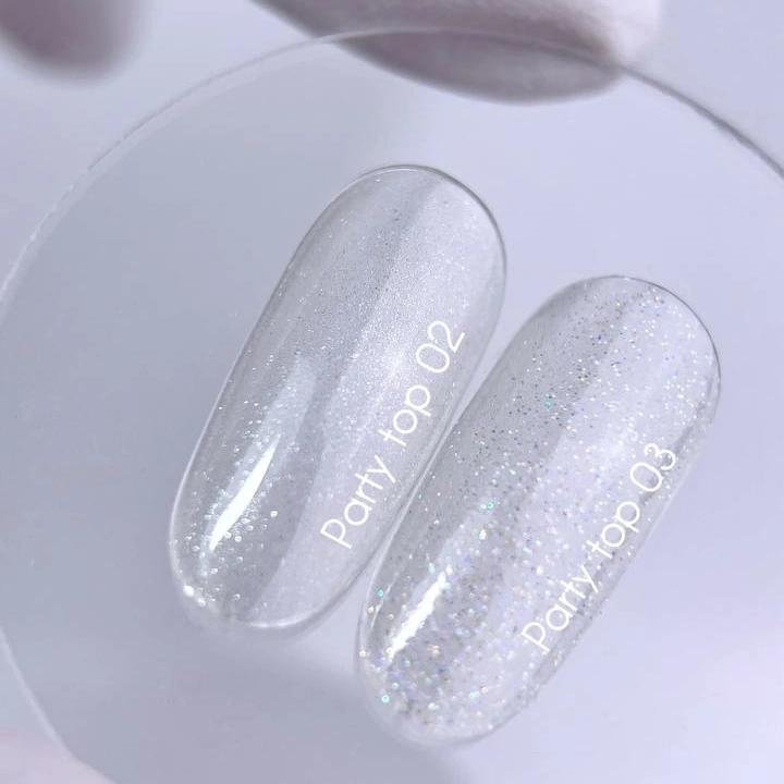 Топ з мерехтливими срібними блискітками Nails Of The Day Party Top №03 без липкого шару та UV-фільтрів 10 мл