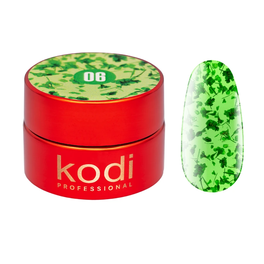 Гель з сухоцвітом Kodi Flower Gel №06 лаймово-зелений 4 мл
