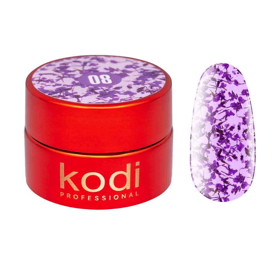 Гель з сухоцвітом Kodi Flower Gel №08 ніжний лавандовий 4 мл
