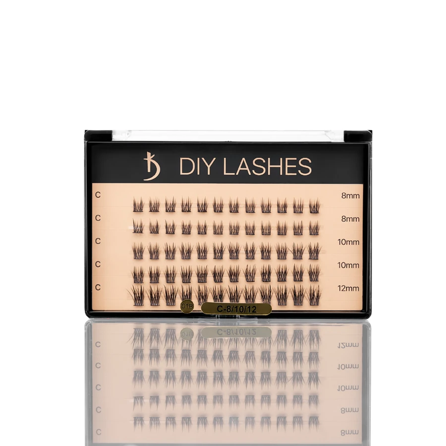 Накладні вії пучкові Kodi DIY LASHES 01B (0,07 C- 8 mm-2, 10 mm-2, 12 mm-1) штучні