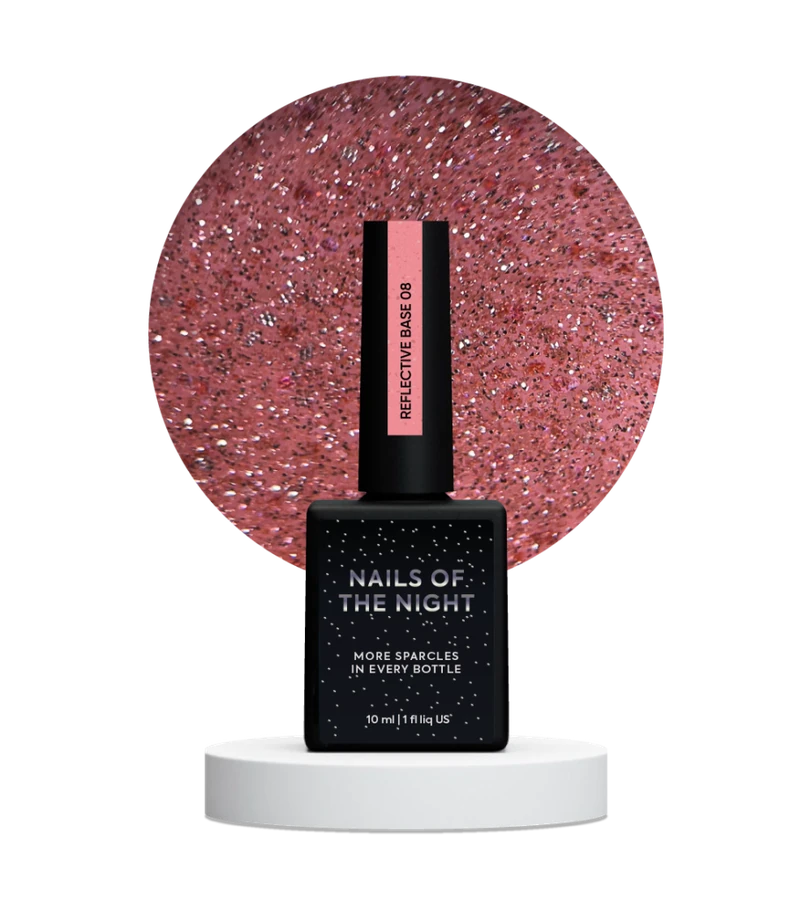 Камуфлююча світловідбиваюча база з шимером Nails Of The Day NAILSOFTHENIGHT Reflective Base №08 персиковий 10 мл