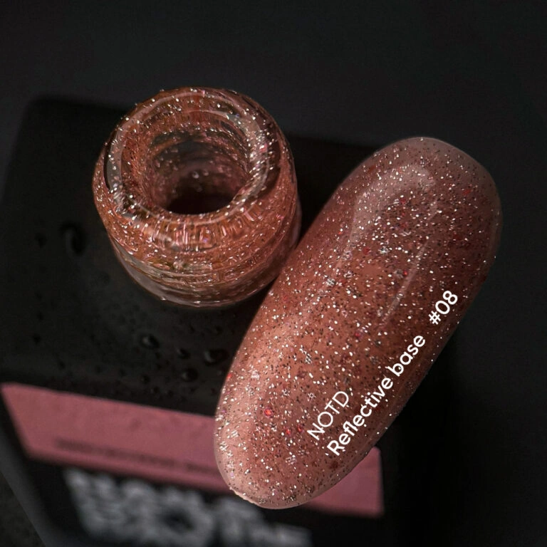 Камуфлююча світловідбиваюча база з шимером Nails Of The Day NAILSOFTHENIGHT Reflective Base №08 персиковий 10 мл