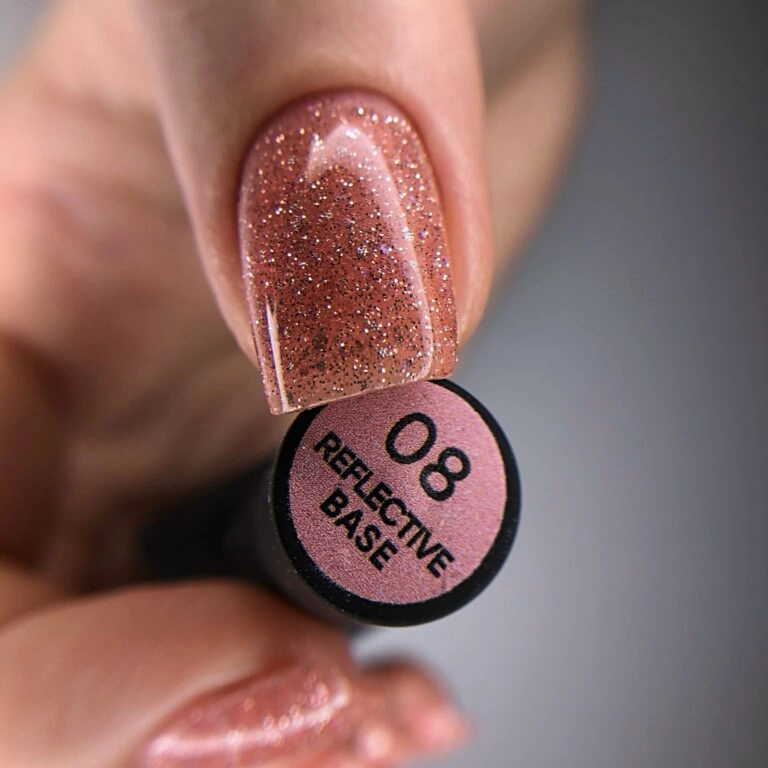Камуфлююча світловідбиваюча база з шимером Nails Of The Day NAILSOFTHENIGHT Reflective Base №08 персиковий 10 мл