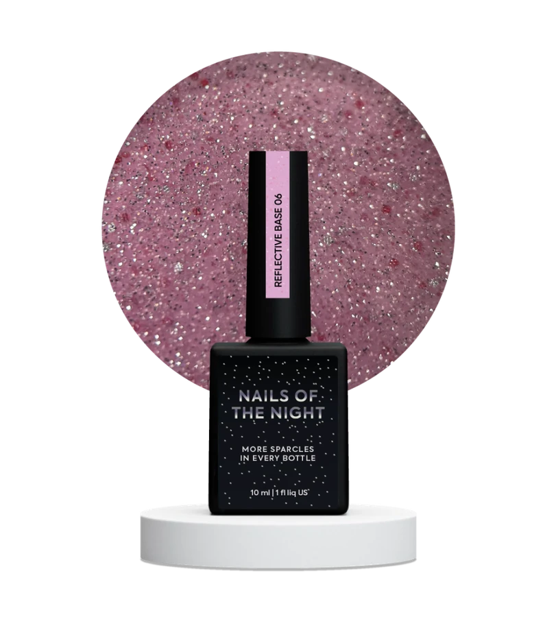 Камуфлююча світловідбиваюча база з шимером Nails Of The Day NAILSOFTHENIGHT Reflective Base №06 ніжно-рожевий 10 мл