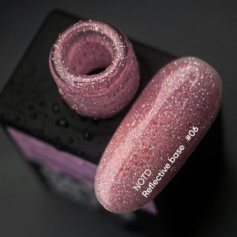 Камуфлююча світловідбиваюча база з шимером Nails Of The Day NAILSOFTHENIGHT Reflective Base №06 ніжно-рожевий 10 мл